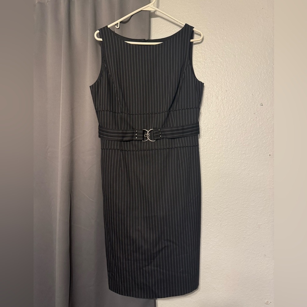 Antonio Melani Classic Black and‎ White Pinstripe Dress Size 10